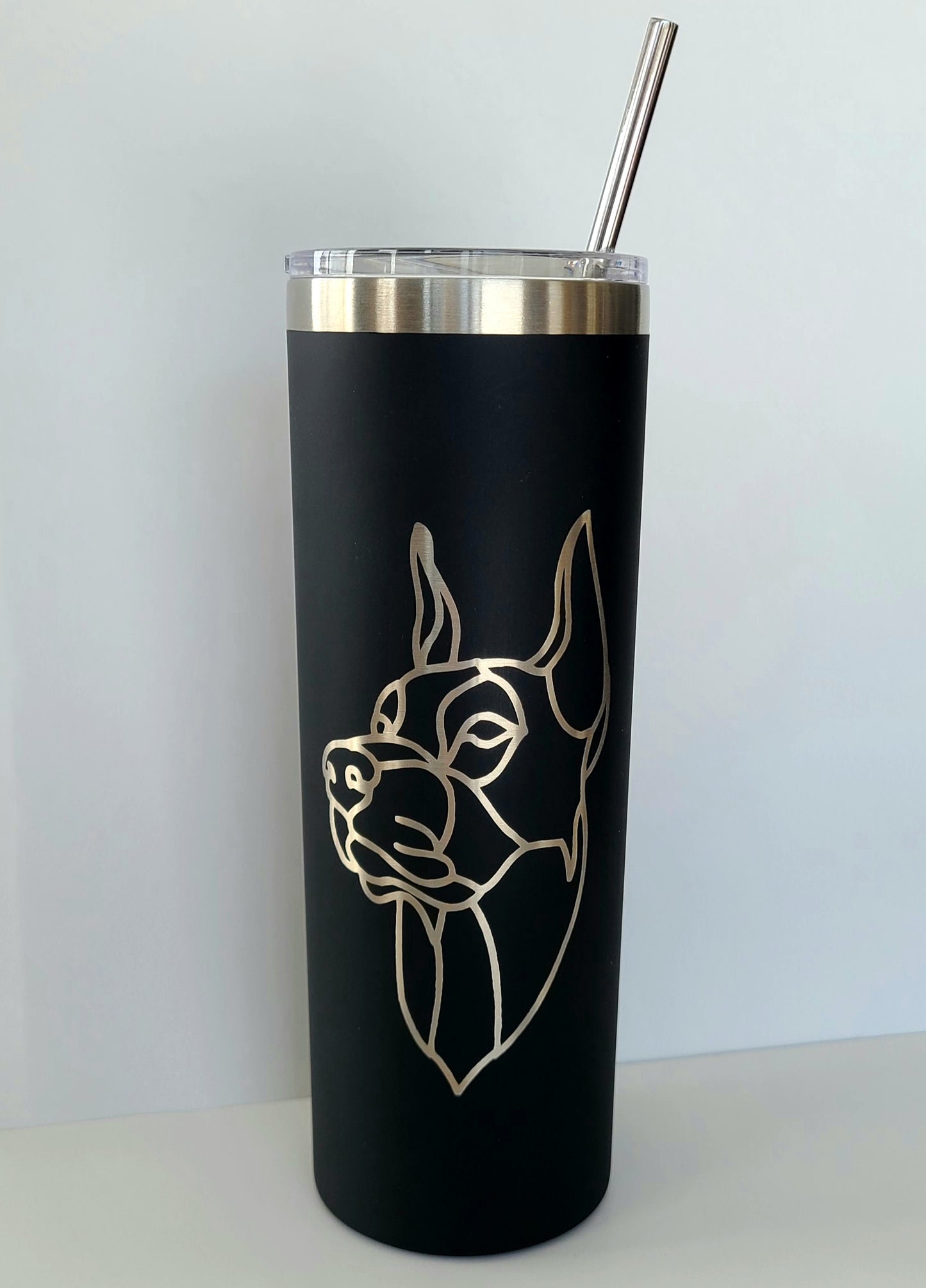 20oz Skinny Tumbler - Black Doberman