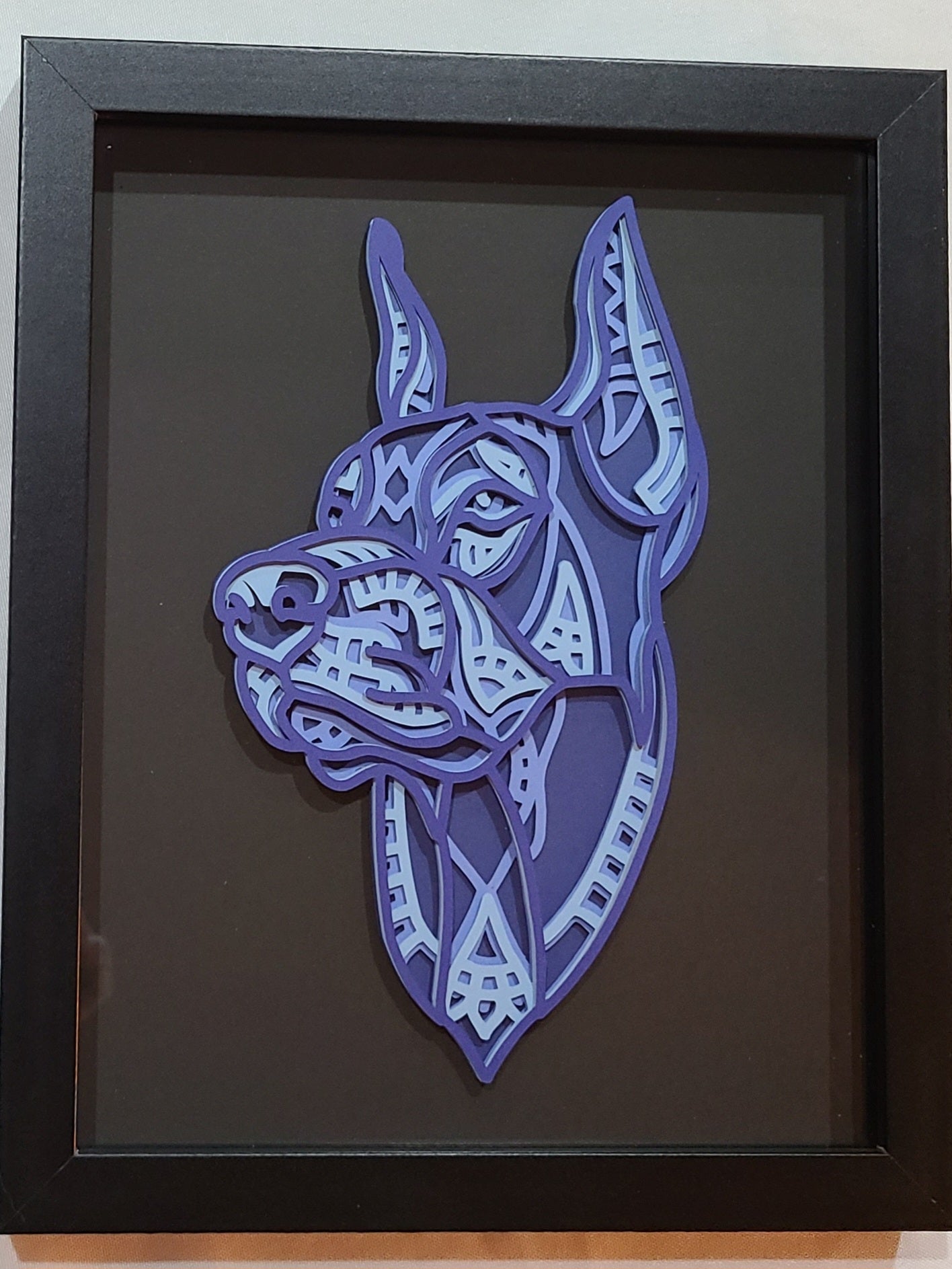 Blue Doberman shadow box 8x10