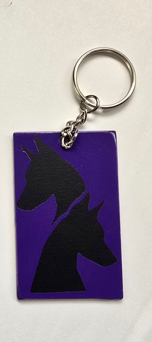 Purple Doberman Keychain