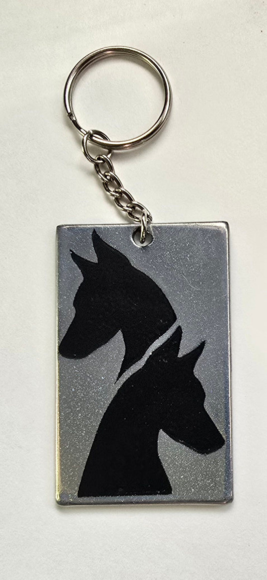 Silver Doberman Keychain