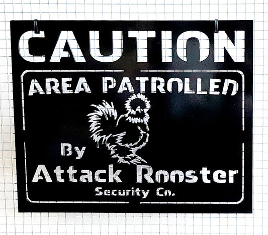 Silkie rooster caution sign