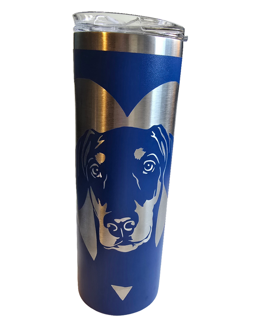 20oz Skinny Tumbler - Blue Heart Dobe