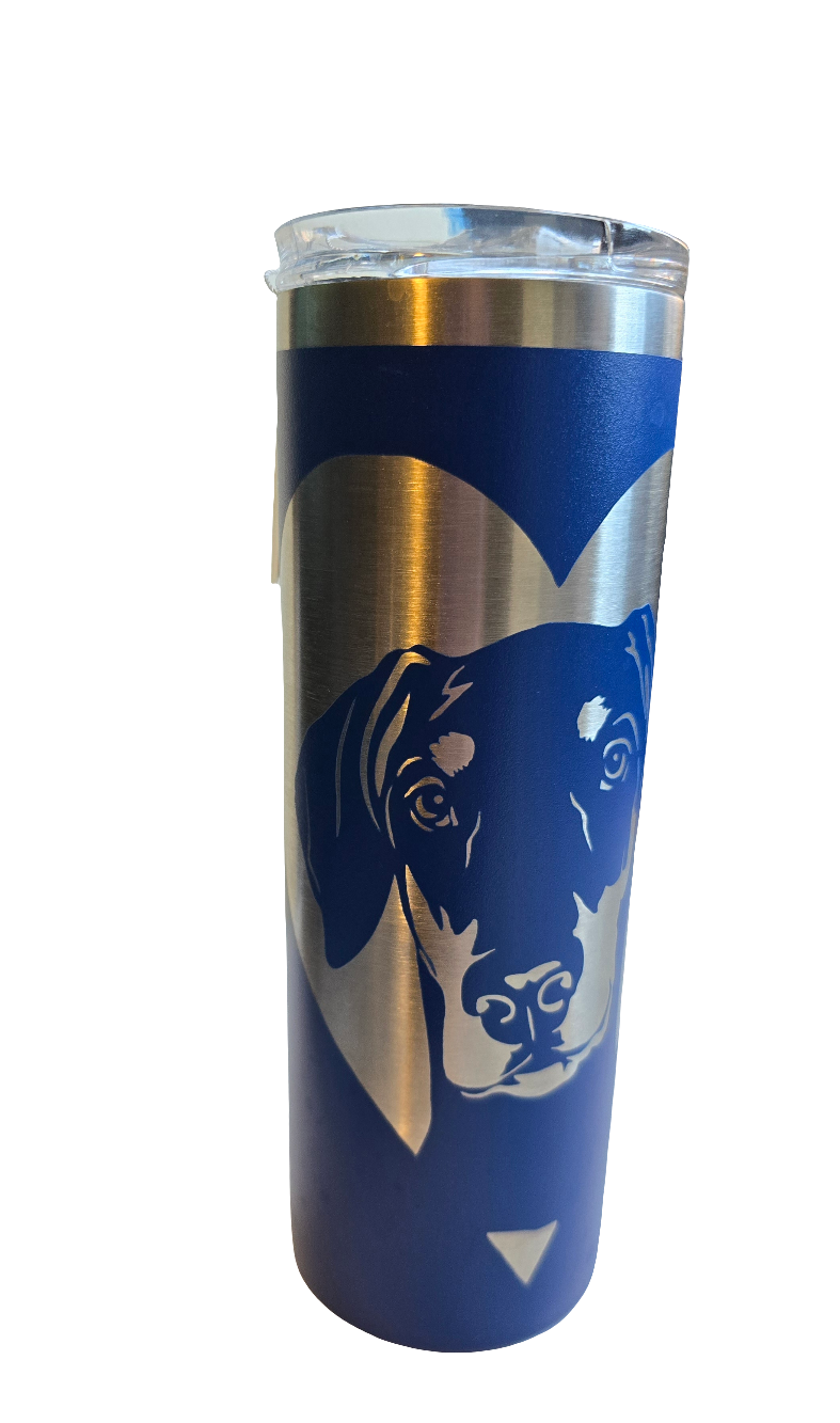 20oz Skinny Tumbler - Blue Heart Dobe