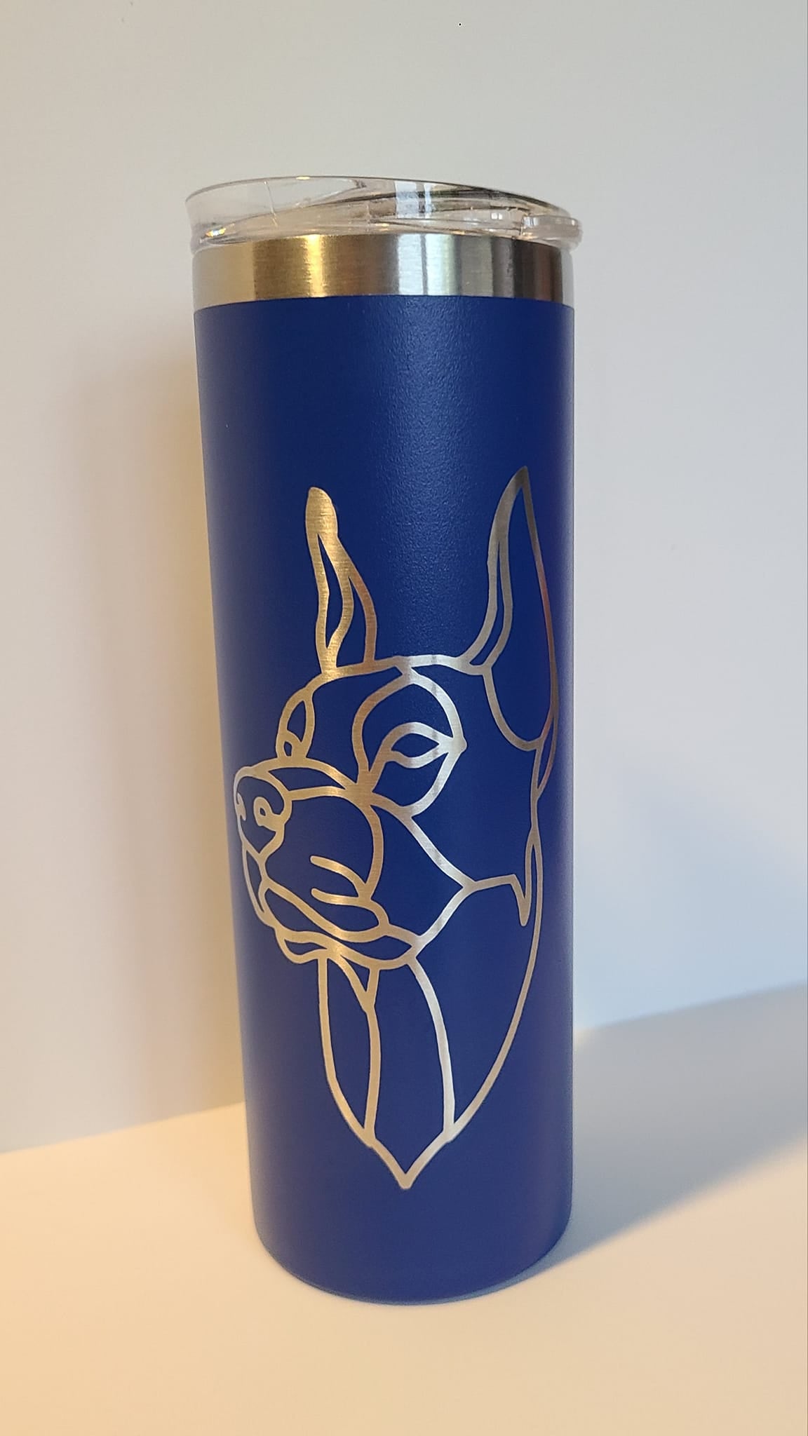 20oz Skinny Tumbler - Blue Doberman