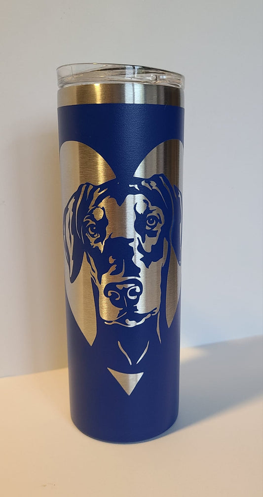 20oz Skinny Tumbler - Blue Heart Doberman