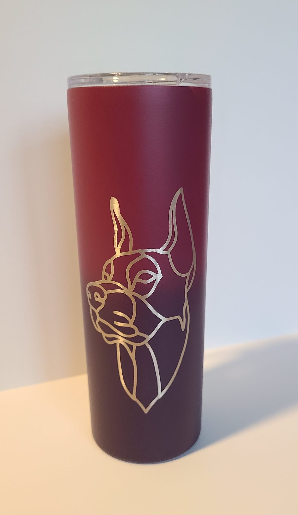 20oz Skinny Tumbler - Dreamy Purple Doberman