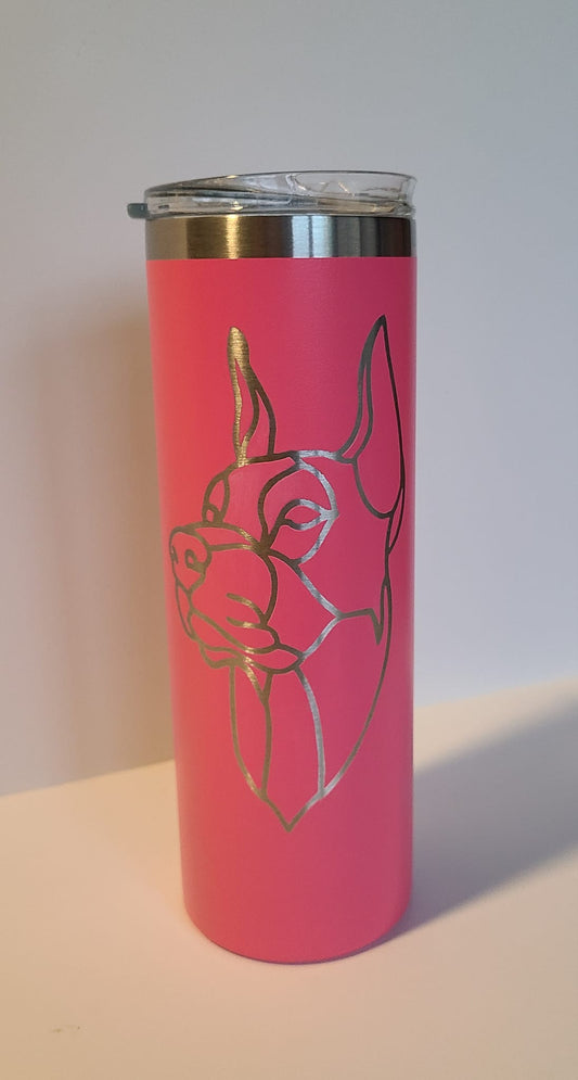 20oz Skinny Tumbler - Pink Doberman