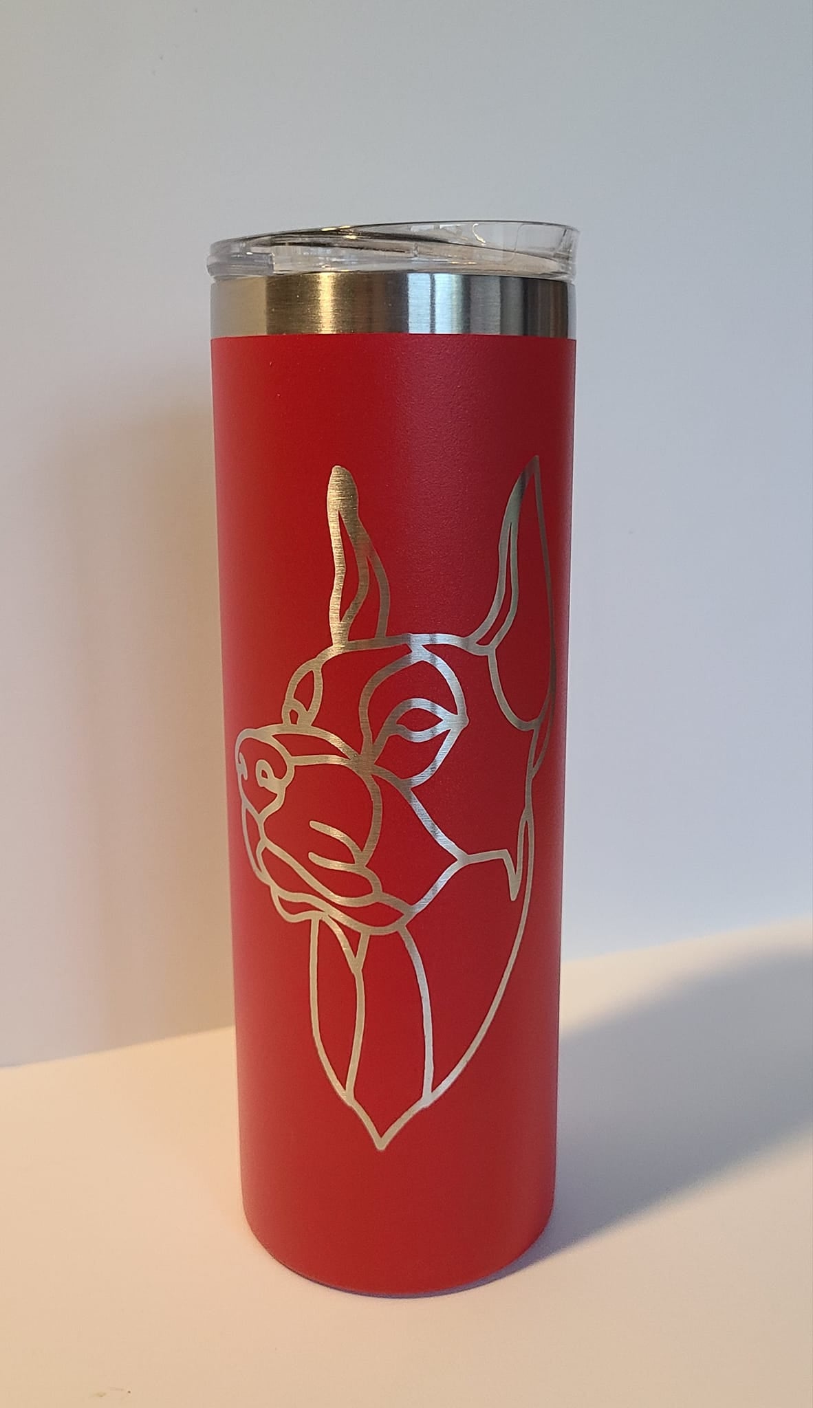 20oz Skinny Tumbler - Red Doberman